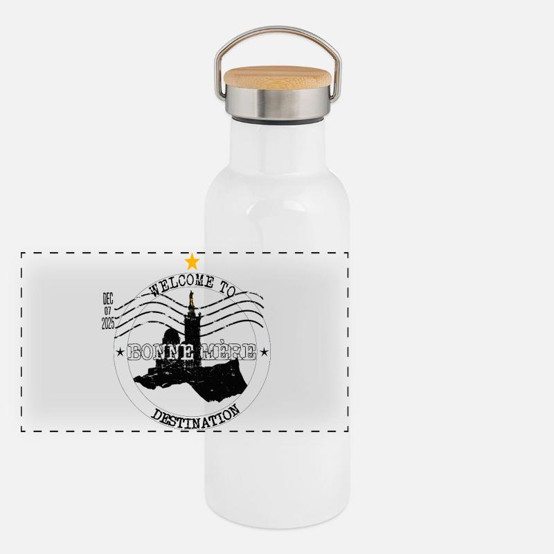 Destination Bonne Mère Marseille Gourde isotherme avec bouchon en bambou