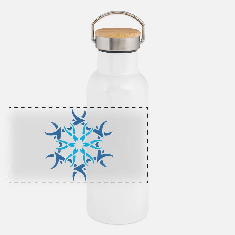 Logo flocon de neige Gourde isotherme avec bouchon en bambou
