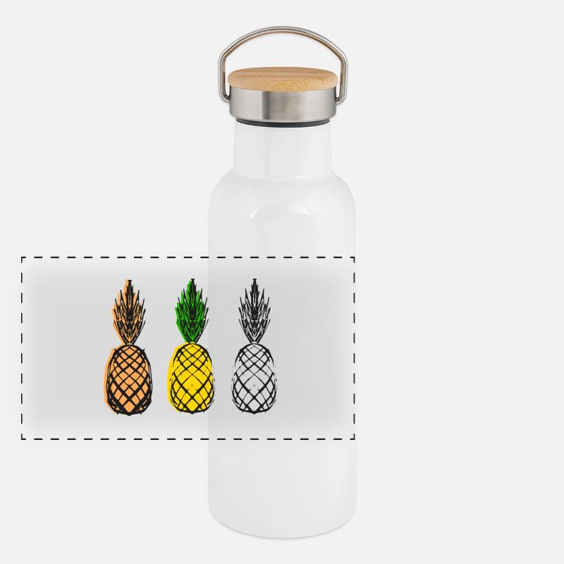 Ananas Panorama Thermosflasche mit Bambusdeckel