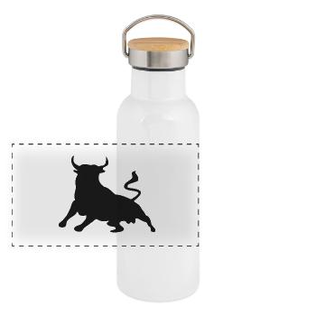 taureau taureau - Gourde isotherme avec bouchon en bambou - blanc - Devant