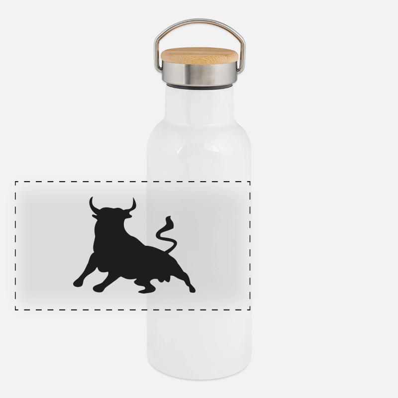 taureau taureau - Gourde isotherme avec bouchon en bambou - blanc