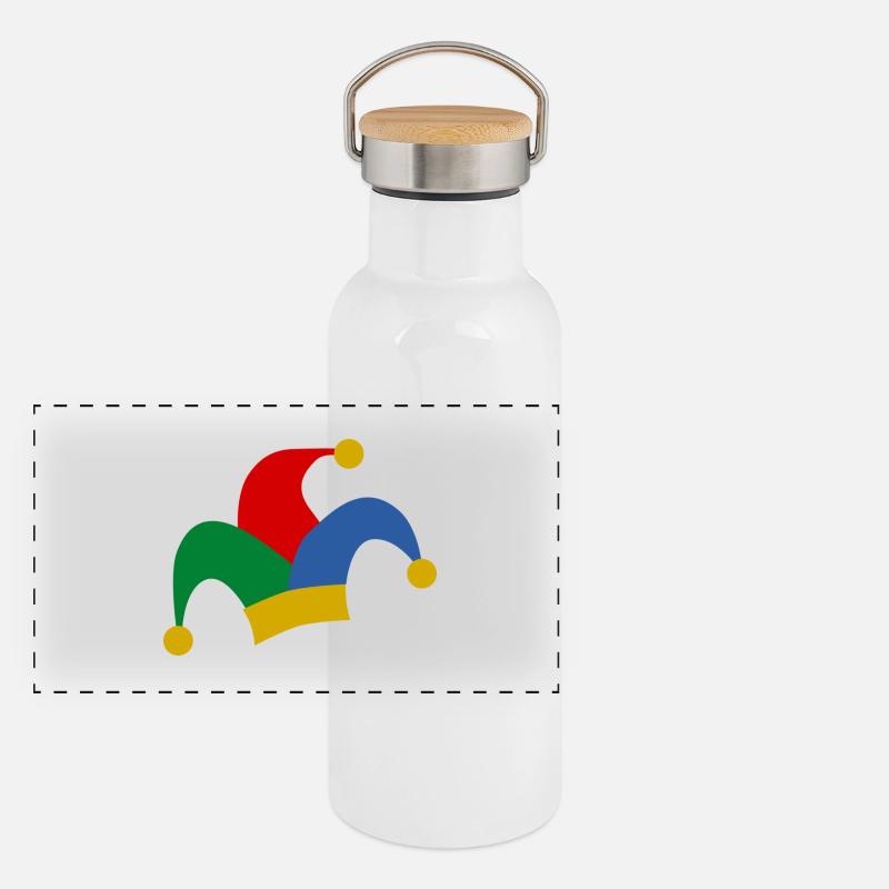 Fasching Clown Mütze Panorama Thermosflasche mit Bambusdeckel
