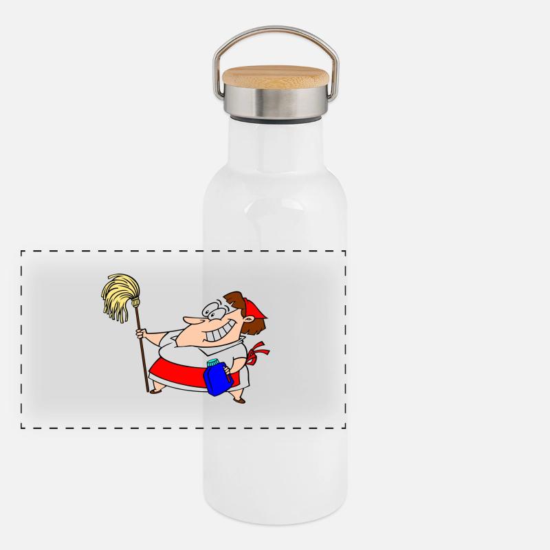 Putzfrau Panorama Thermosflasche mit Bambusdeckel