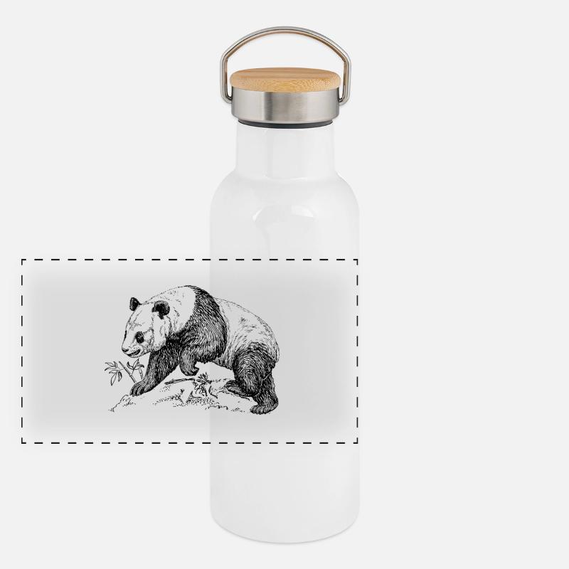 Panda bear Panoramic Thermal Bottle with Bamboo Lid