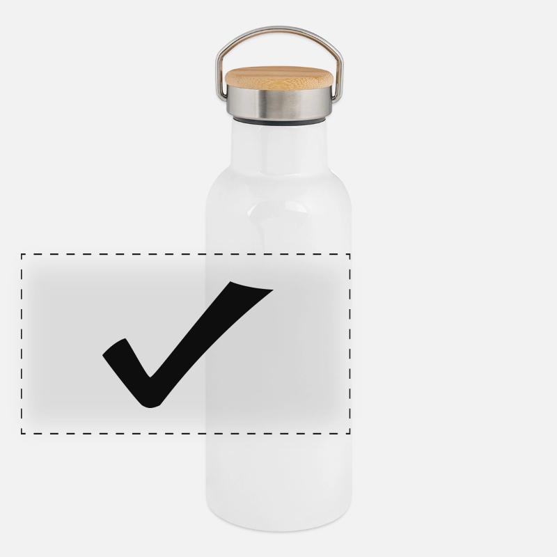 Häkchen - Panorama Thermosflasche mit Bambusdeckel - Weiß