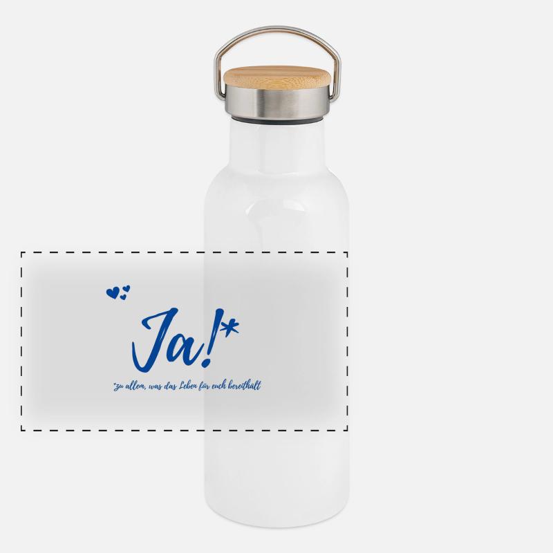 Geschenk Hochzeit Panorama Thermosflasche mit Bambusdeckel