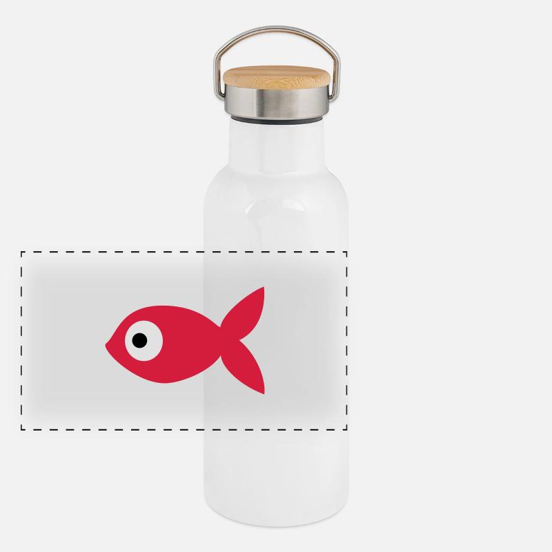 Poisson Rouge Gourde isotherme avec bouchon en bambou