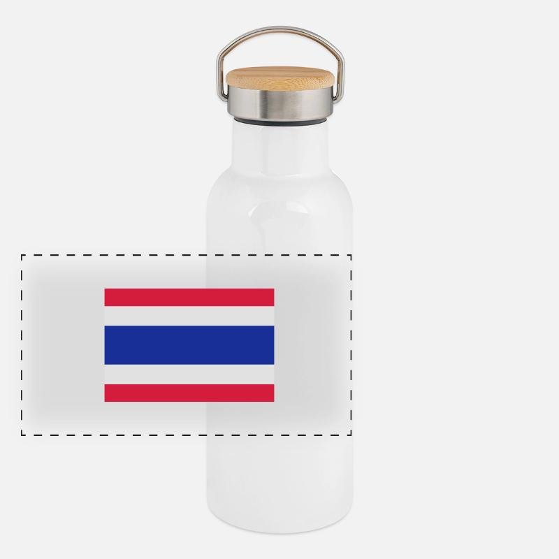 Le drapeau de la Thaïlande Gourde isotherme avec bouchon en bambou