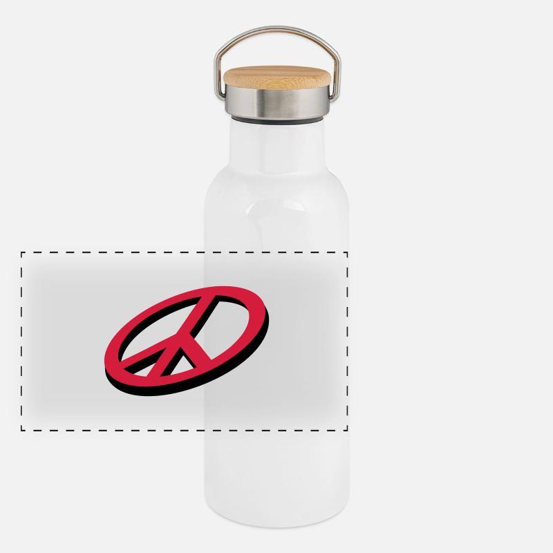 Frieden / peace (3D, 2c) Panorama Thermosflasche mit Bambusdeckel