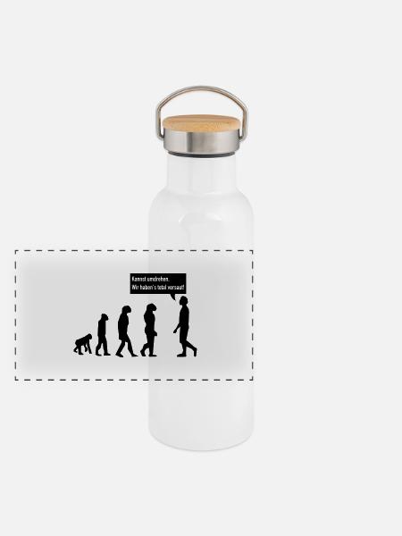 evolution umdrehen - Panorama Thermosflasche mit Bambusdeckel - Weiß