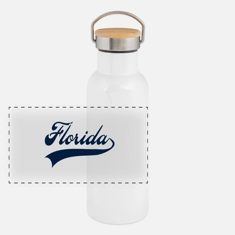florida white navy Panoramic Thermal Bottle with Bamboo Lid
