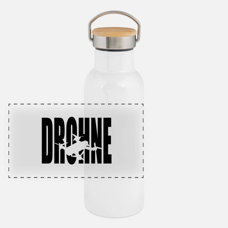 Drohne Text 1 Panorama Thermosflasche mit Bambusdeckel
