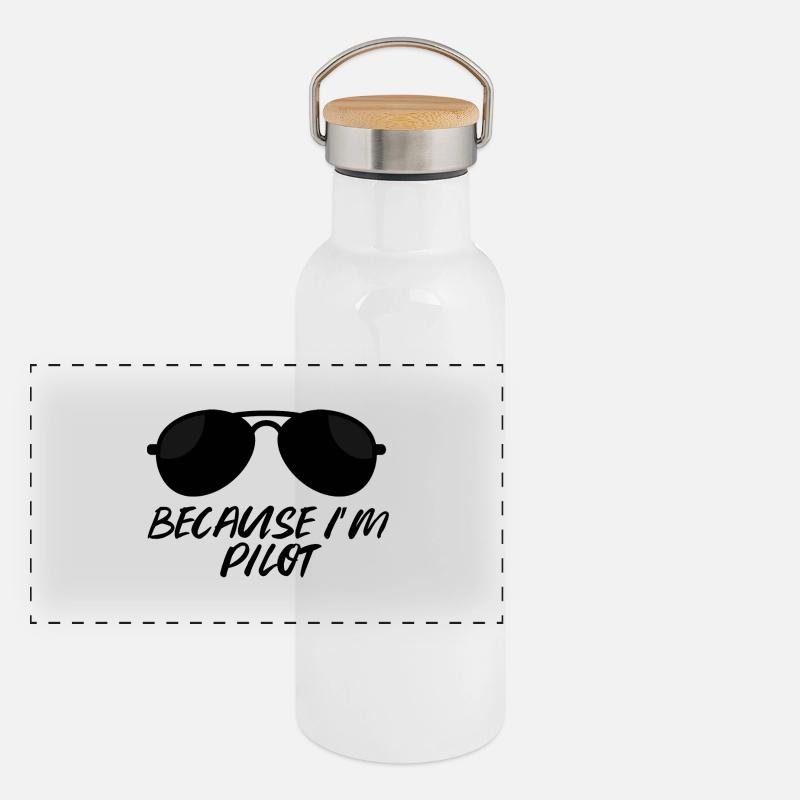 Pilot: Because i´m Pilot. Panorama Thermosflasche mit Bambusdeckel