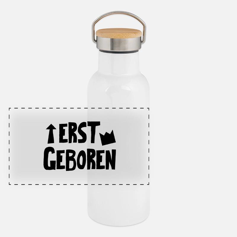 Zwillingsbody "Erstgeboren" Panorama Thermosflasche mit Bambusdeckel