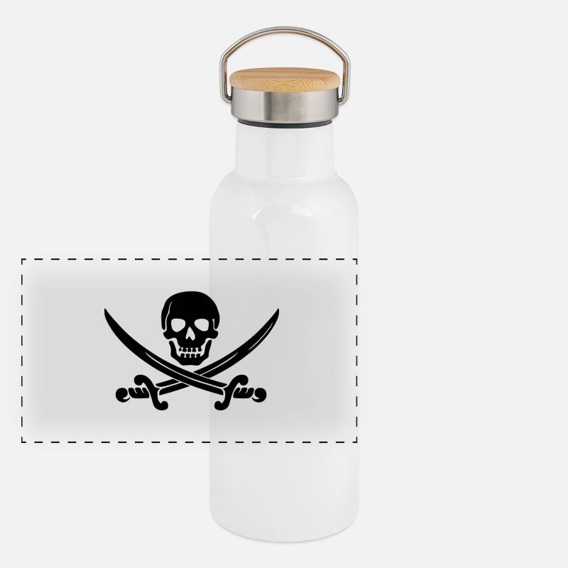 Skull saber pirate Panoramic Thermal Bottle with Bamboo Lid