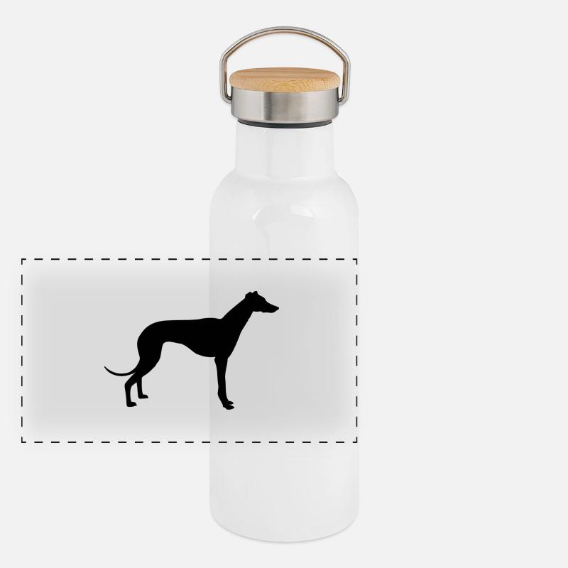 Windhund Panorama Thermosflasche mit Bambusdeckel