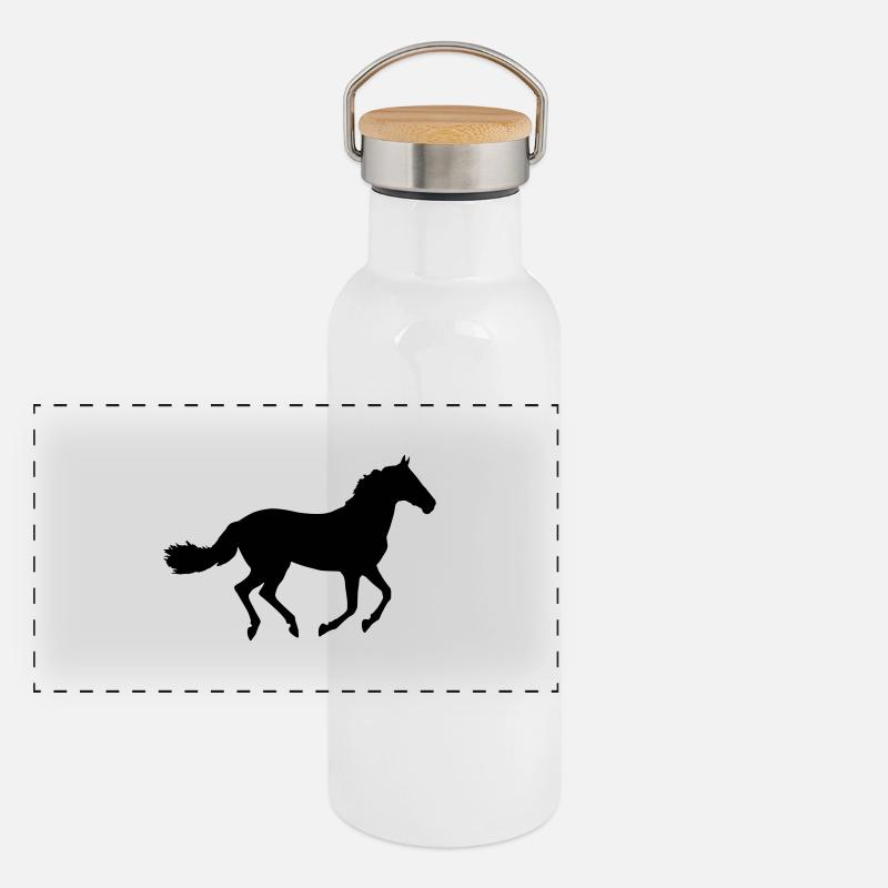 Pferd Panorama Thermosflasche mit Bambusdeckel