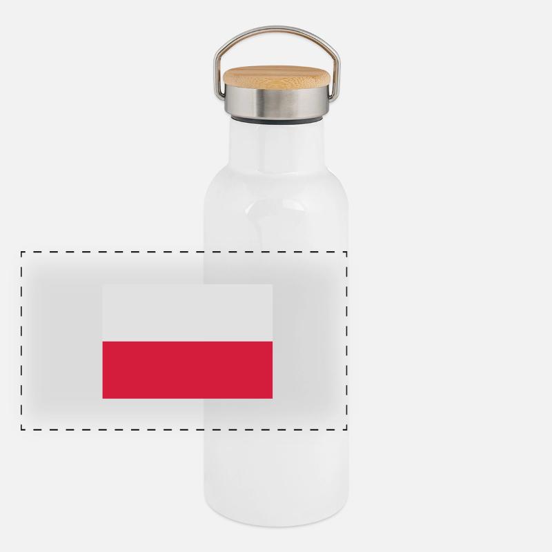 flag_poland Gourde isotherme avec bouchon en bambou