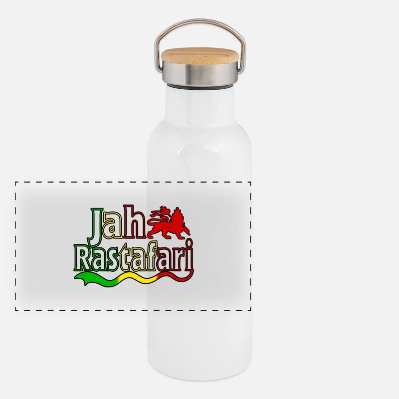 jah rastafari Gourde isotherme avec bouchon en bambou