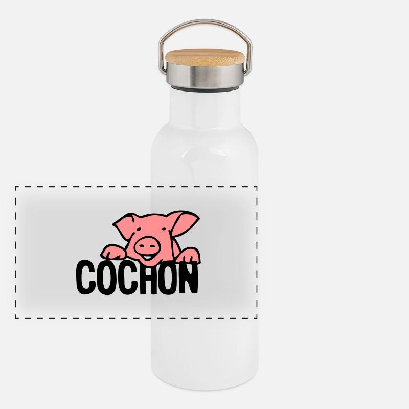 cochon pig tete 28054 Gourde isotherme avec bouchon en bambou