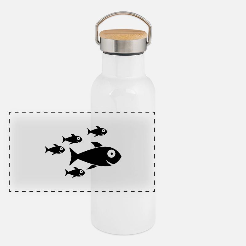 Fish Swarm Gourde isotherme avec bouchon en bambou