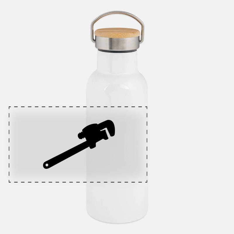 wrench, mechanic tool, plumber Panoramic Thermal Bottle with Bamboo Lid