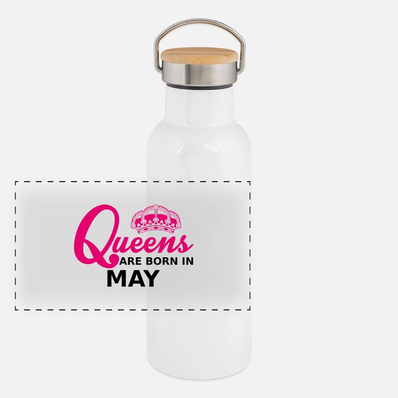 queens are born in may Panorama Thermosflasche mit Bambusdeckel