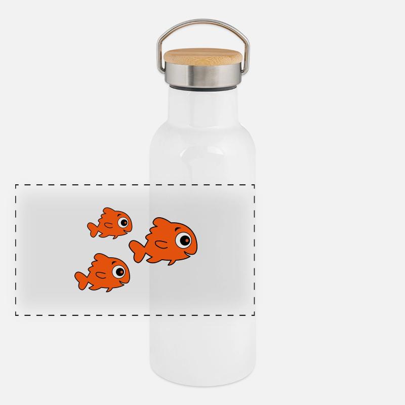 comic_fische Gourde isotherme avec bouchon en bambou