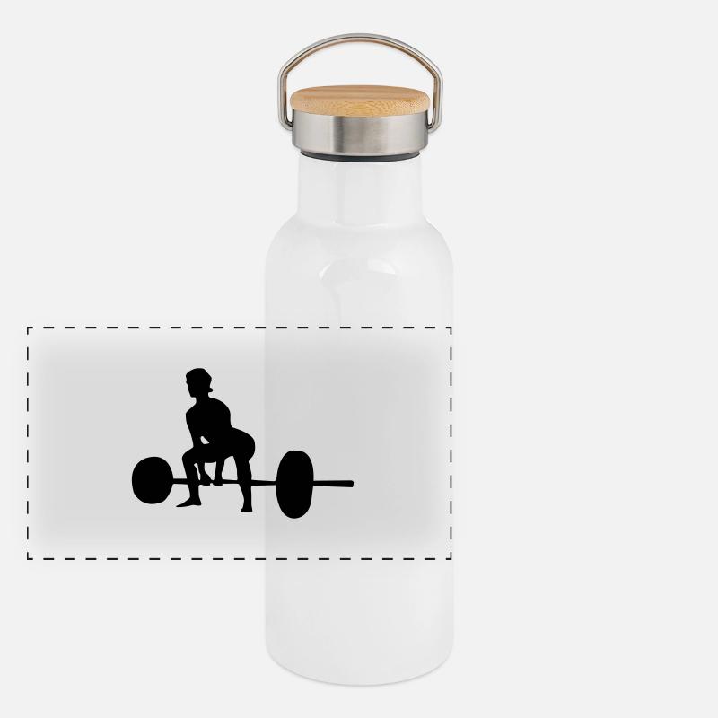 frau gewichte Panorama Thermosflasche mit Bambusdeckel