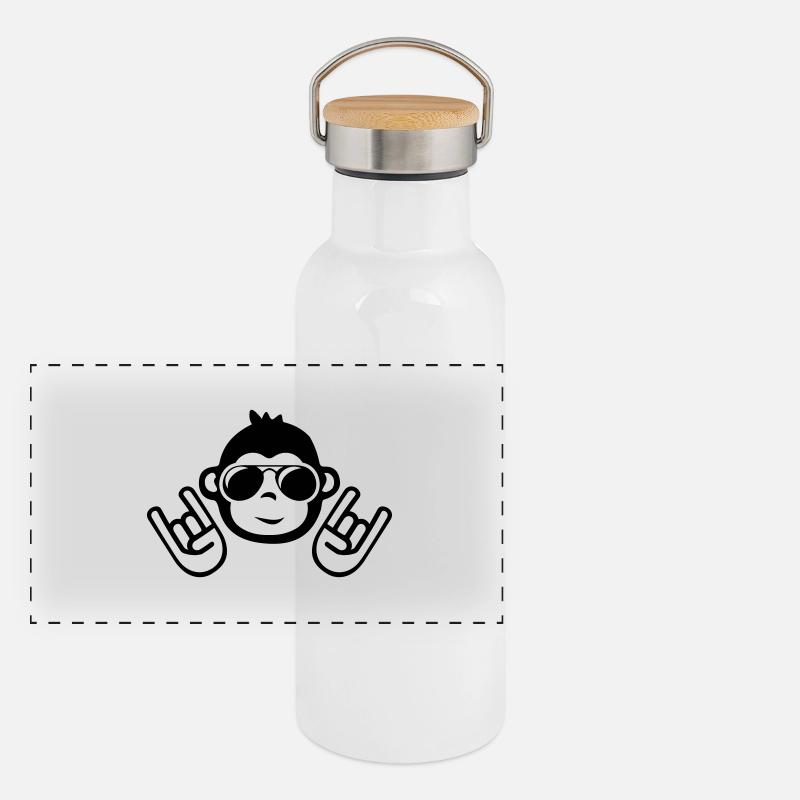 monkey cool party Panorama Thermosflasche mit Bambusdeckel