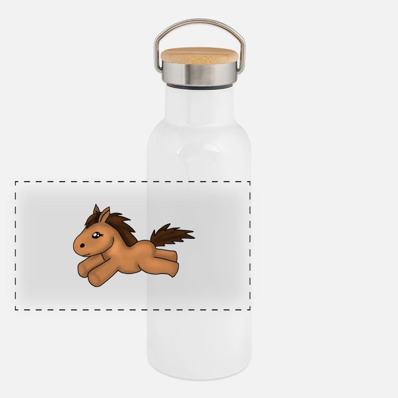 Pferd Panorama Thermosflasche mit Bambusdeckel