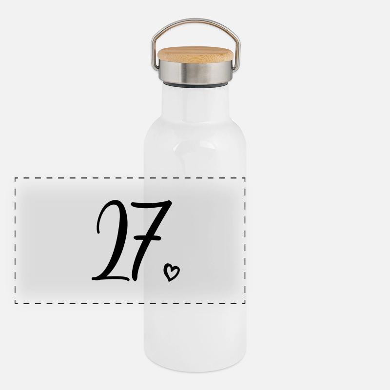 Cute Number 27, 27 Years Old, 27th Birthday Gift Panoramic Thermal Bottle with Bamboo Lid