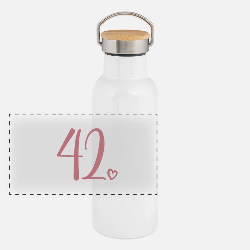 Süße Nummer 42, 42 Jahre alt, 42. Geburtstag Geschenk Panorama Thermosflasche mit Bambusdeckel