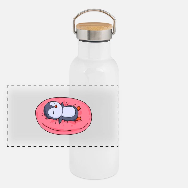 Pingouin Gourde isotherme avec bouchon en bambou