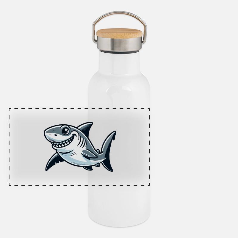 Bande dessinée requin Gourde isotherme avec bouchon en bambou