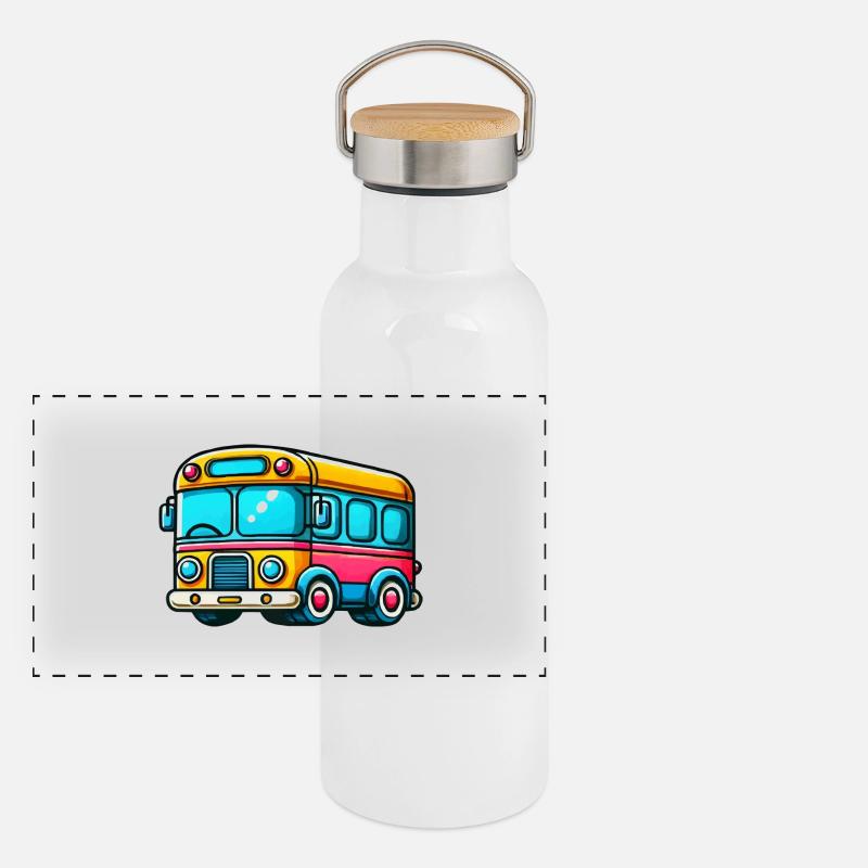 Bande dessinée de bus Gourde isotherme avec bouchon en bambou