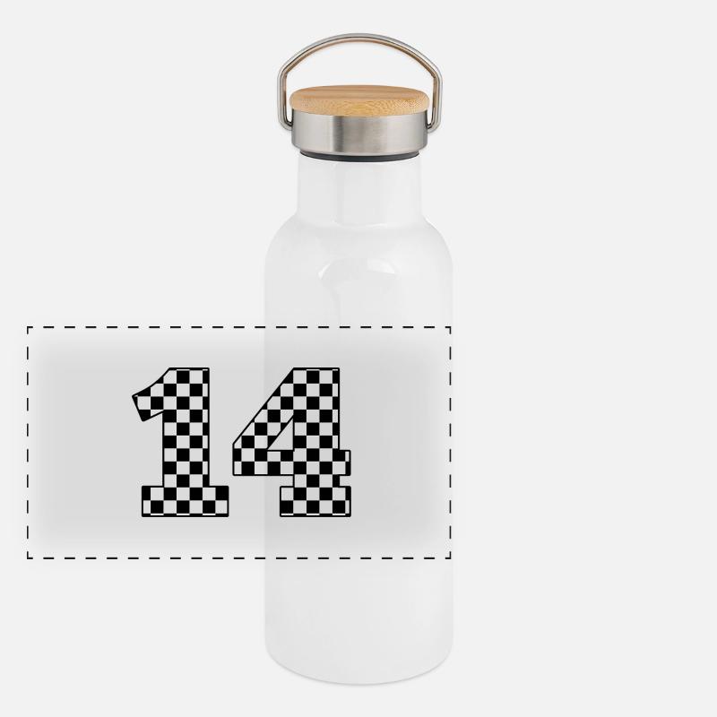 Numéro 14 à carreaux Gourde isotherme avec bouchon en bambou
