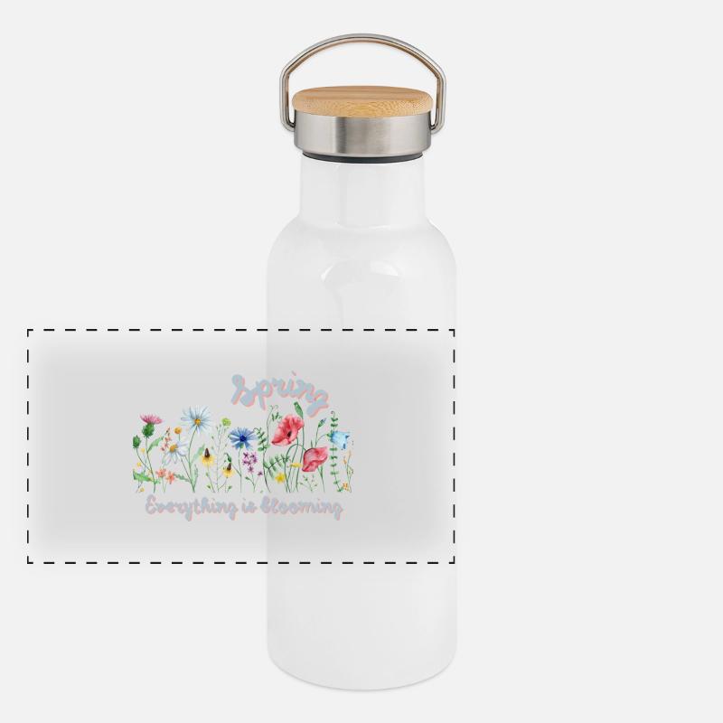 Spür´das Blühen in dir Panorama Thermosflasche mit Bambusdeckel