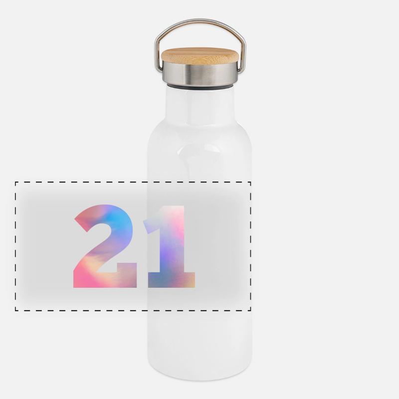 Numéro 21 coloré Gourde isotherme avec bouchon en bambou