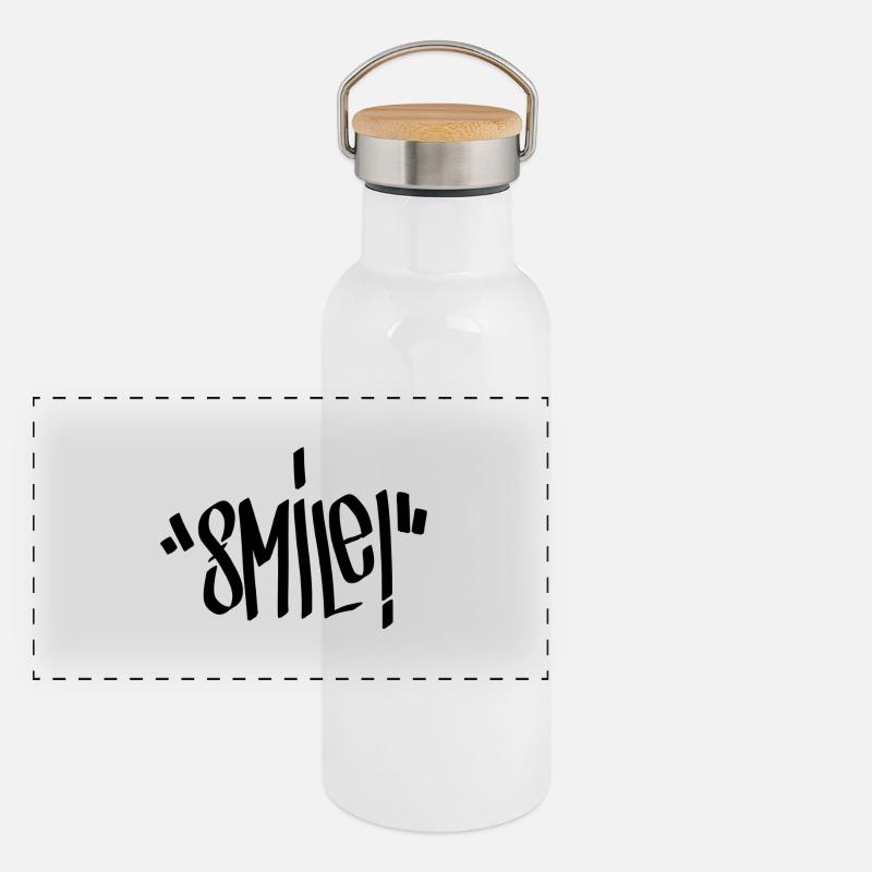 Smile Graffiti Linie - Dees Panorama Thermosflasche mit Bambusdeckel