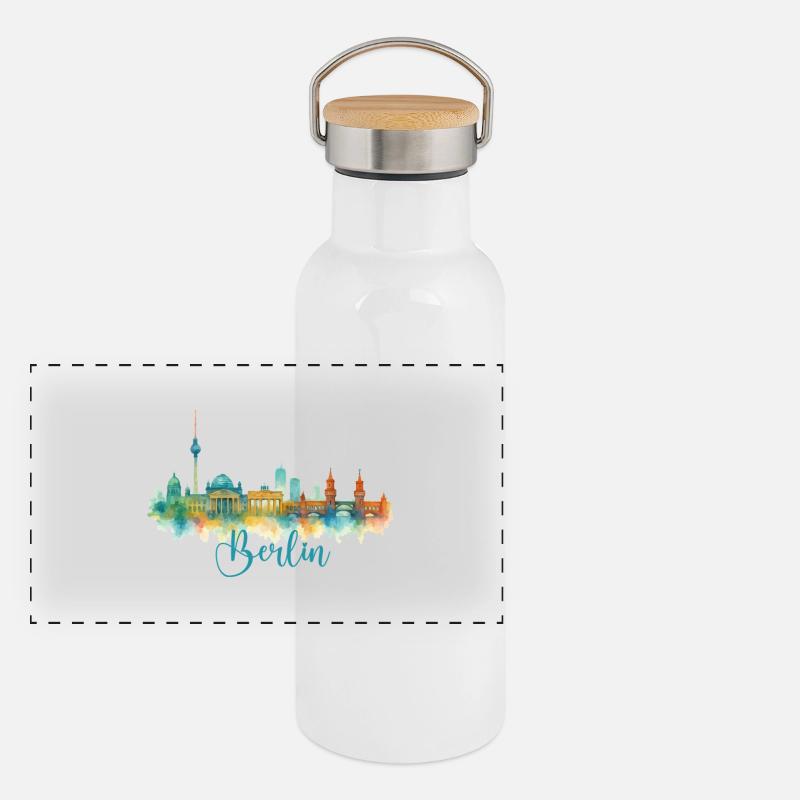 berlin skyline Panorama Thermosflasche mit Bambusdeckel
