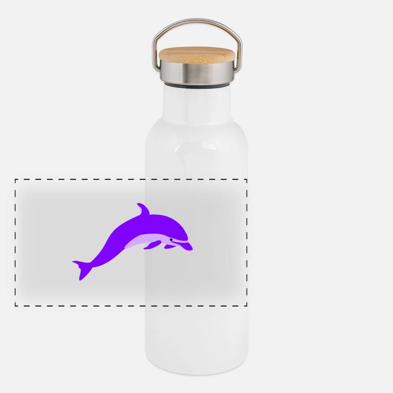 Lila delfin Panorama Thermosflasche mit Bambusdeckel