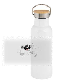 Gaming - Gourde isotherme avec bouchon en bambou - blanc - Devant