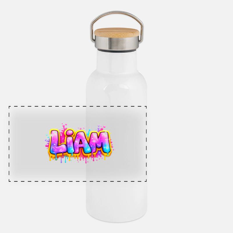 LIAM GRAFFITI NAME FOR PERFECT GIFT PRINTABLE  Gourde isotherme avec bouchon en bambou