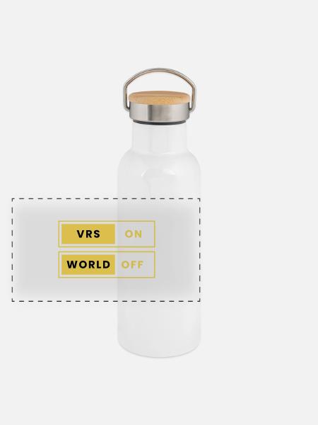 VRS ON World OFF  - Panorama Thermosflasche mit Bambusdeckel - Weiß