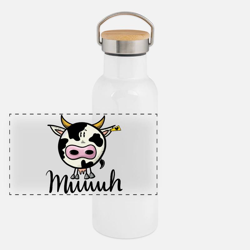 Kuh Muh Panorama Thermosflasche mit Bambusdeckel