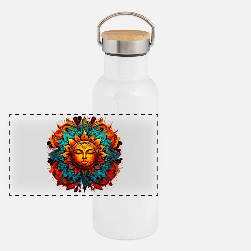 Die Inka-Sonne Panorama Thermosflasche mit Bambusdeckel