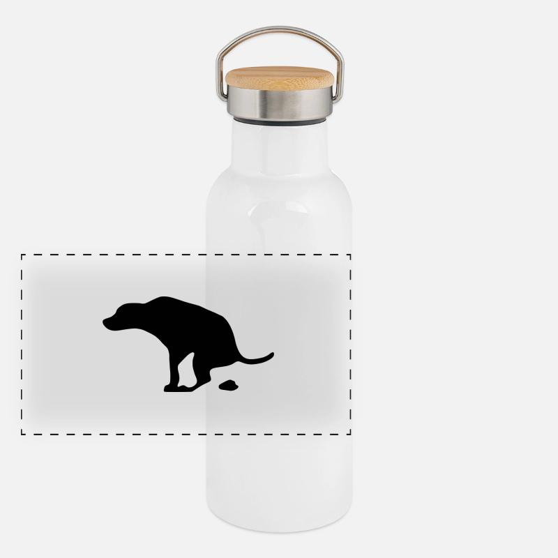 kackender Hund Silhouette Panorama Thermosflasche mit Bambusdeckel