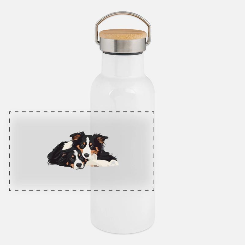 Australische Schäferhunde Panorama Thermosflasche mit Bambusdeckel