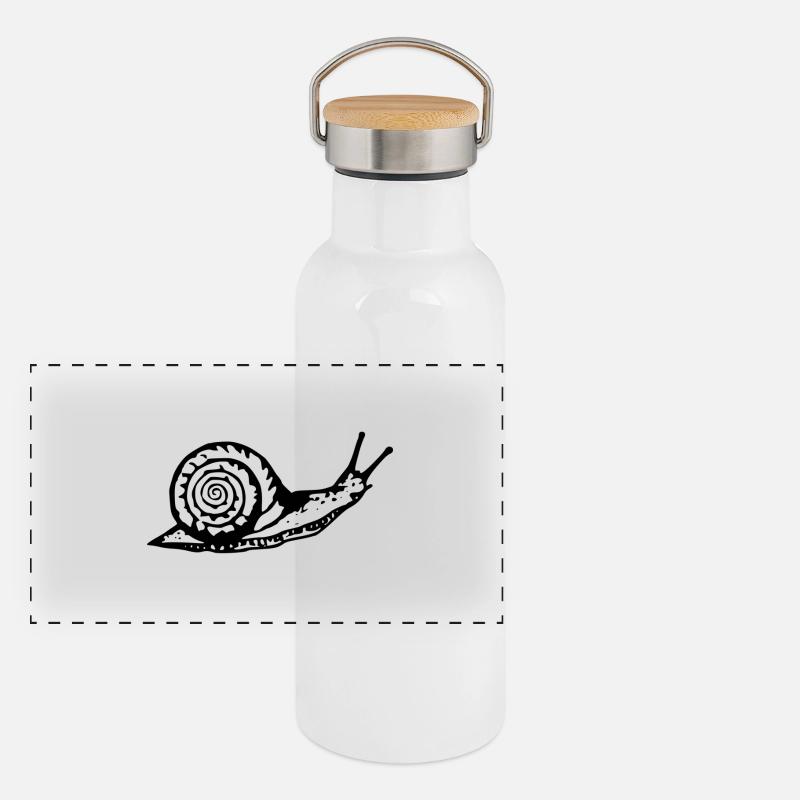 Snail noir et withe Gourde isotherme avec bouchon en bambou